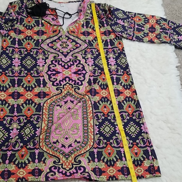 Dress Tunic pattern multicolor.  Size S - Picture 12 of 12